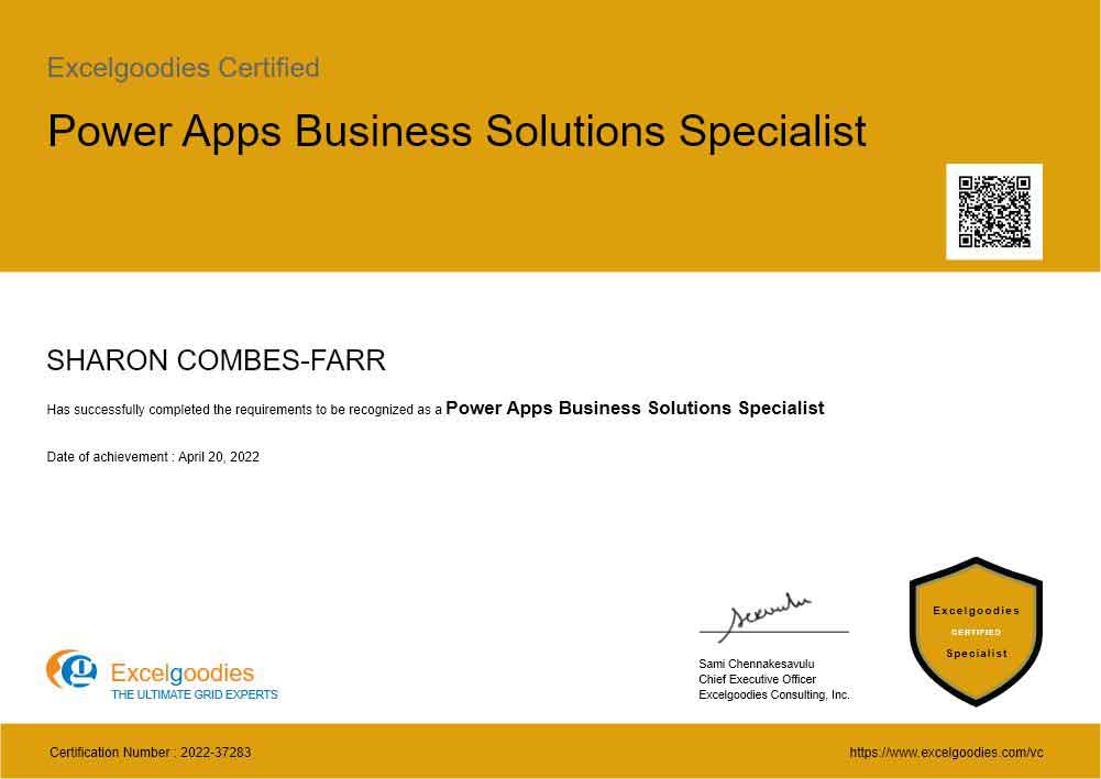 Power Apps Business Solutions Specialist